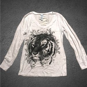 M•Fasis semi sheer cutout top